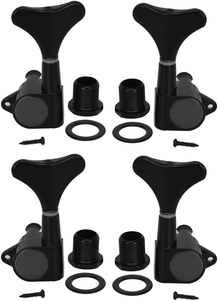 FLEOR Black 2R2L Bass Guitar Sealed Tuning Pegs Tuners Machine Heads Tuning Key Buttons for Precision Bass Jazz Bass - Image 1